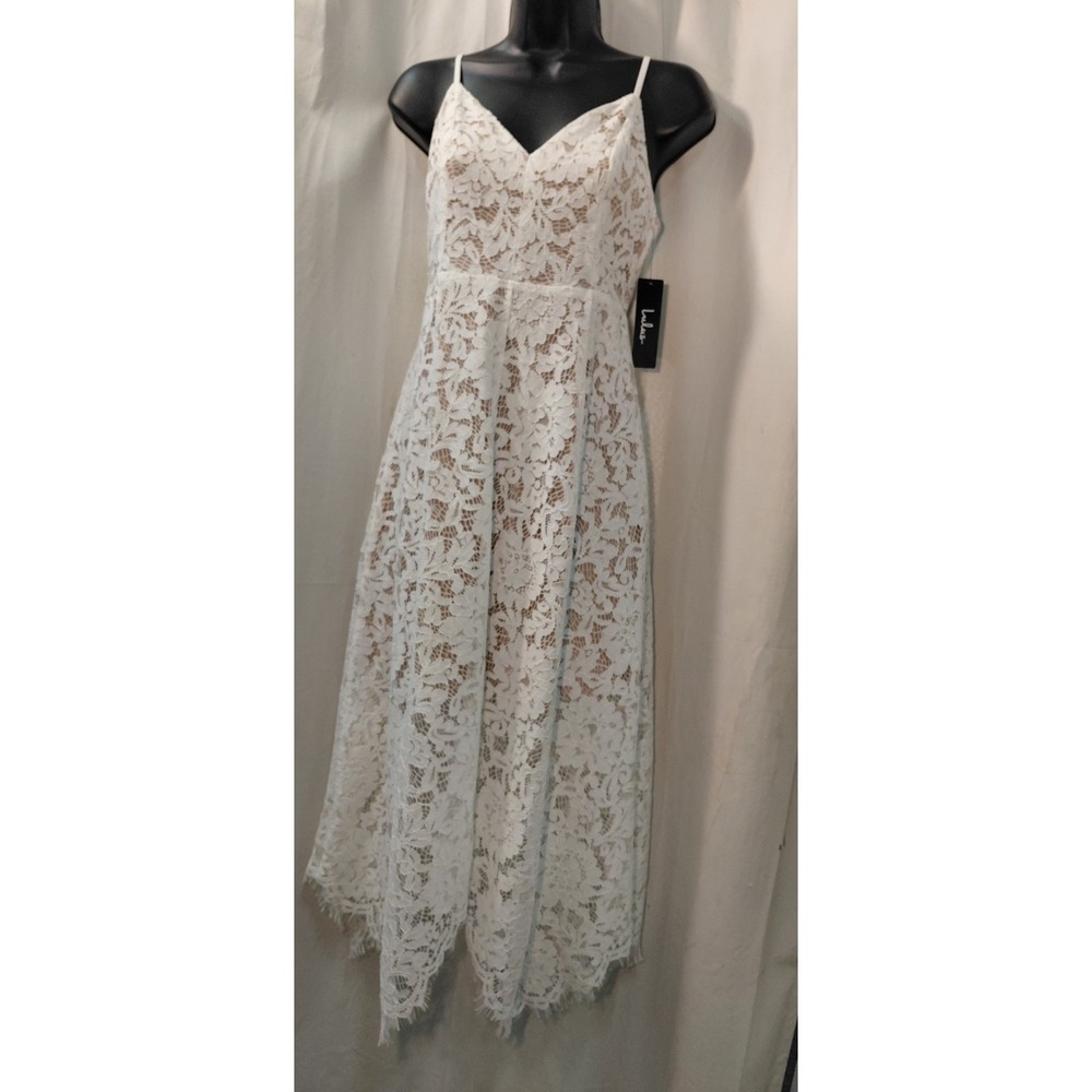 Y2K White Lace Babydoll Hangerchief Spagetti Strap Dress Cottagecore